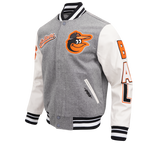 MLB BALTIMORE ORIOLES SCRIPT TAIL BLOUSON COLLÉGIAL POUR HOMME (GRIS CHINÉ/BLANC/NOIR)