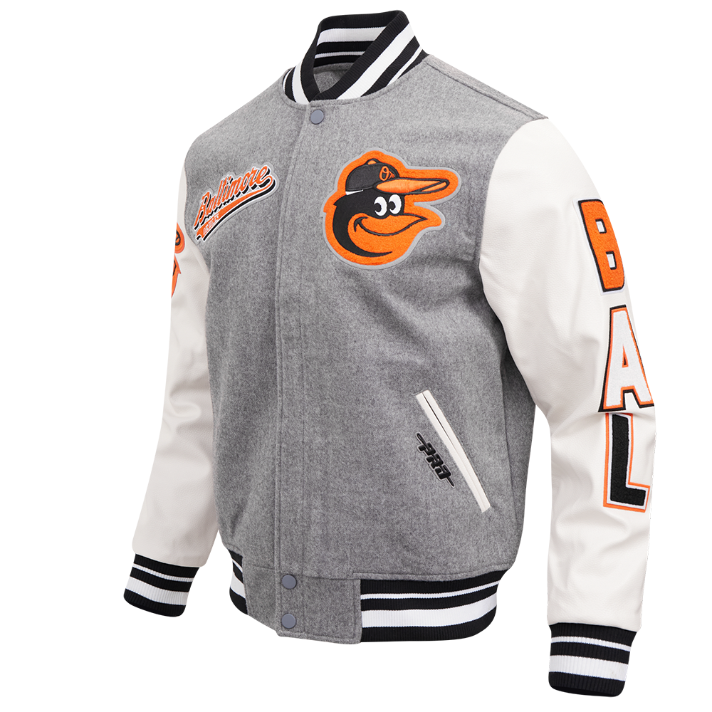 MLB BALTIMORE ORIOLES SCRIPT TAIL MEN'S RIB WOOL VARSITY (HEATHER GREY/WHITE/BLACK)