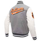 MLB BALTIMORE ORIOLES SCRIPT TAIL BLOUSON COLLÉGIAL POUR HOMME (GRIS CHINÉ/BLANC/NOIR)