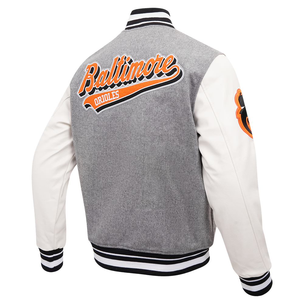 MLB BALTIMORE ORIOLES SCRIPT TAIL BLOUSON COLLÉGIAL POUR HOMME (GRIS CHINÉ/BLANC/NOIR)