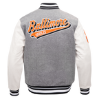 MLB BALTIMORE ORIOLES SCRIPT TAIL BLOUSON COLLÉGIAL POUR HOMME (GRIS CHINÉ/BLANC/NOIR)