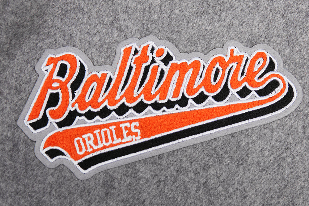 MLB BALTIMORE ORIOLES SCRIPT TAIL BLOUSON COLLÉGIAL POUR HOMME (GRIS CHINÉ/BLANC/NOIR)