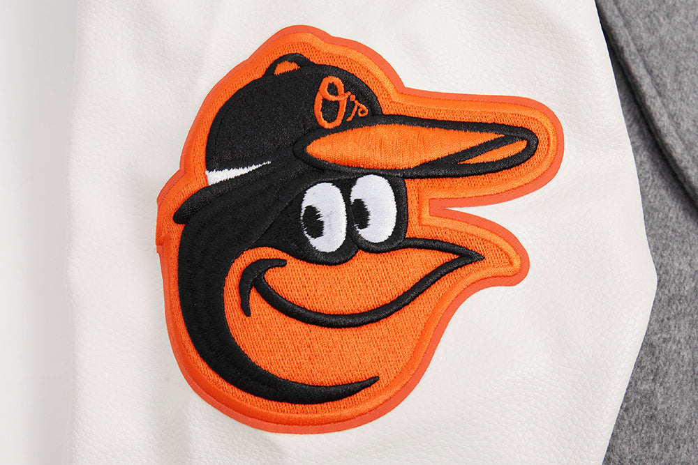 MLB BALTIMORE ORIOLES SCRIPT TAIL BLOUSON COLLÉGIAL POUR HOMME (GRIS CHINÉ/BLANC/NOIR)