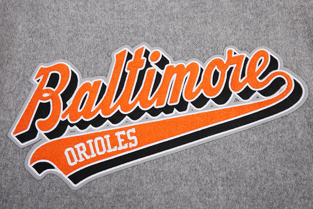 MLB BALTIMORE ORIOLES SCRIPT TAIL BLOUSON COLLÉGIAL POUR HOMME (GRIS CHINÉ/BLANC/NOIR)