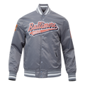 MLB BALTIMORE ORIOLES SCRIPT TAIL BLOUSON EN SATIN POUR HOMME (GRIS)