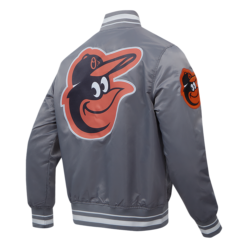 MLB BALTIMORE ORIOLES SCRIPT TAIL BLOUSON EN SATIN POUR HOMME (GRIS)