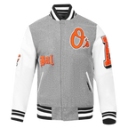 MLB BALTIMORE ORIOLES OLD ENGLISH BLOUSON COLLÉGIAL POUR HOMME (GRIS CHINÉ/BLANC/NOIR)
