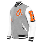 MLB BALTIMORE ORIOLES OLD ENGLISH BLOUSON COLLÉGIAL POUR HOMME (GRIS CHINÉ/BLANC/NOIR)
