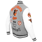 MLB BALTIMORE ORIOLES OLD ENGLISH BLOUSON COLLÉGIAL POUR HOMME (GRIS CHINÉ/BLANC/NOIR)