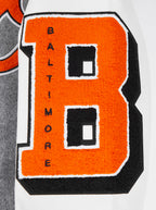 MLB BALTIMORE ORIOLES OLD ENGLISH BLOUSON COLLÉGIAL POUR HOMME (GRIS CHINÉ/BLANC/NOIR)