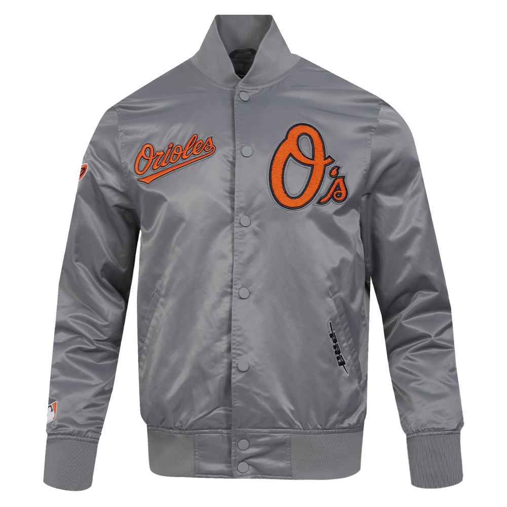 MLB BALTIMORE ORIOLES SOUVENIR MEN'S SATIN JACKET (GRAY)