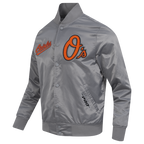 MLB BALTIMORE ORIOLES SOUVENIR MEN'S SATIN JACKET (GRAY)
