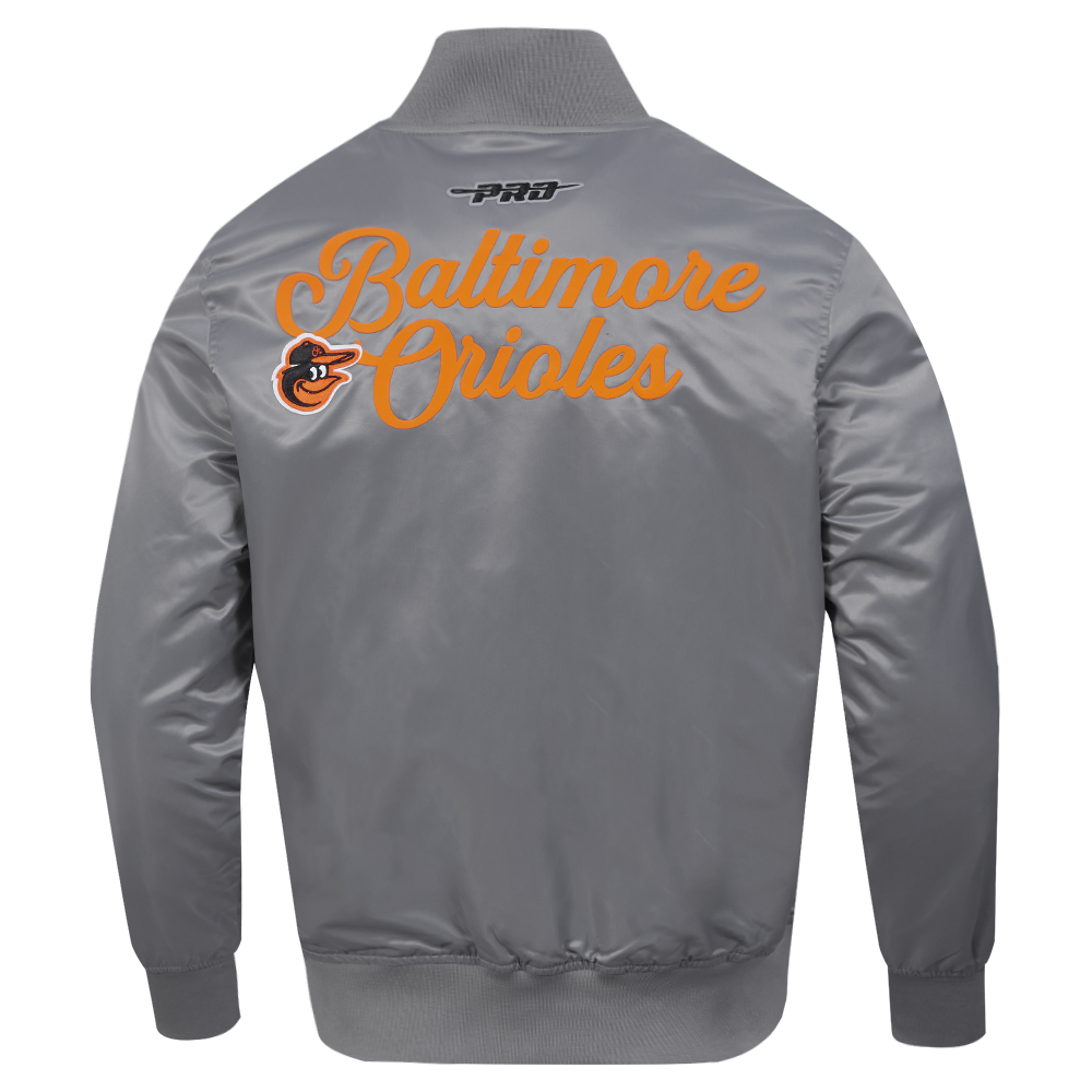MLB BALTIMORE ORIOLES SOUVENIR MEN'S SATIN JACKET (GRAY)