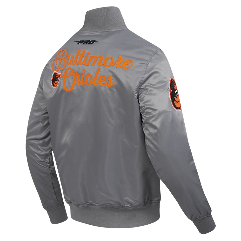 MLB BALTIMORE ORIOLES SOUVENIR MEN'S SATIN JACKET (GRAY)