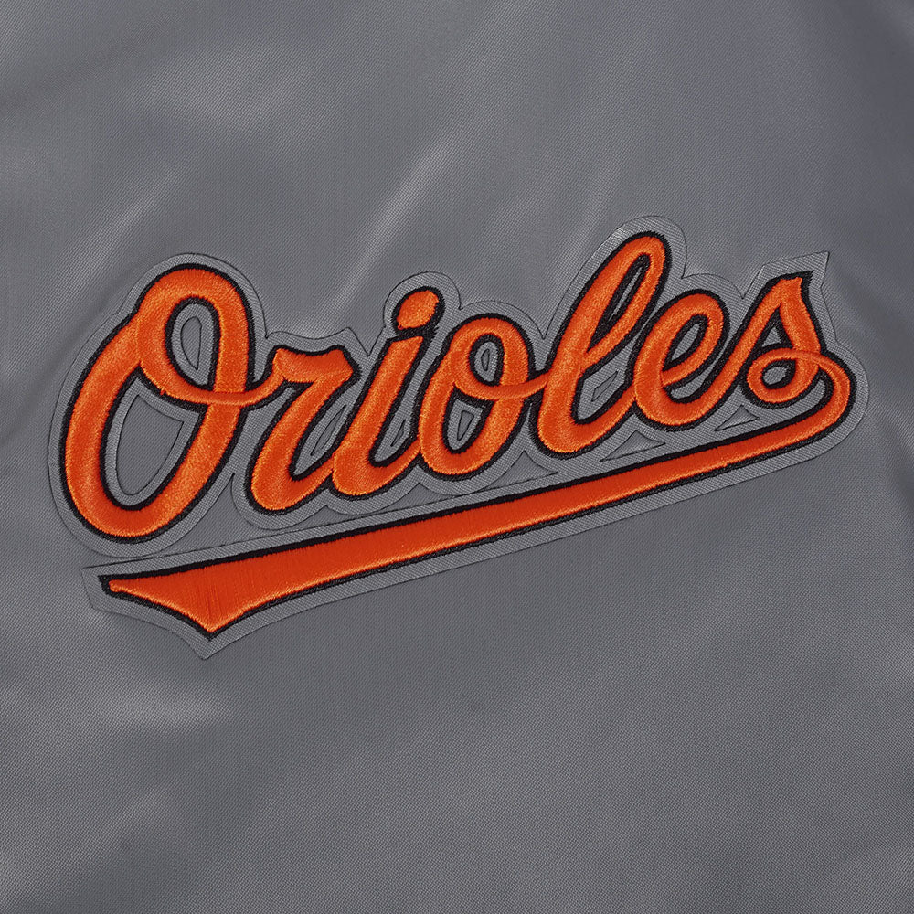 MLB BALTIMORE ORIOLES SOUVENIR MEN'S SATIN JACKET (GRAY)