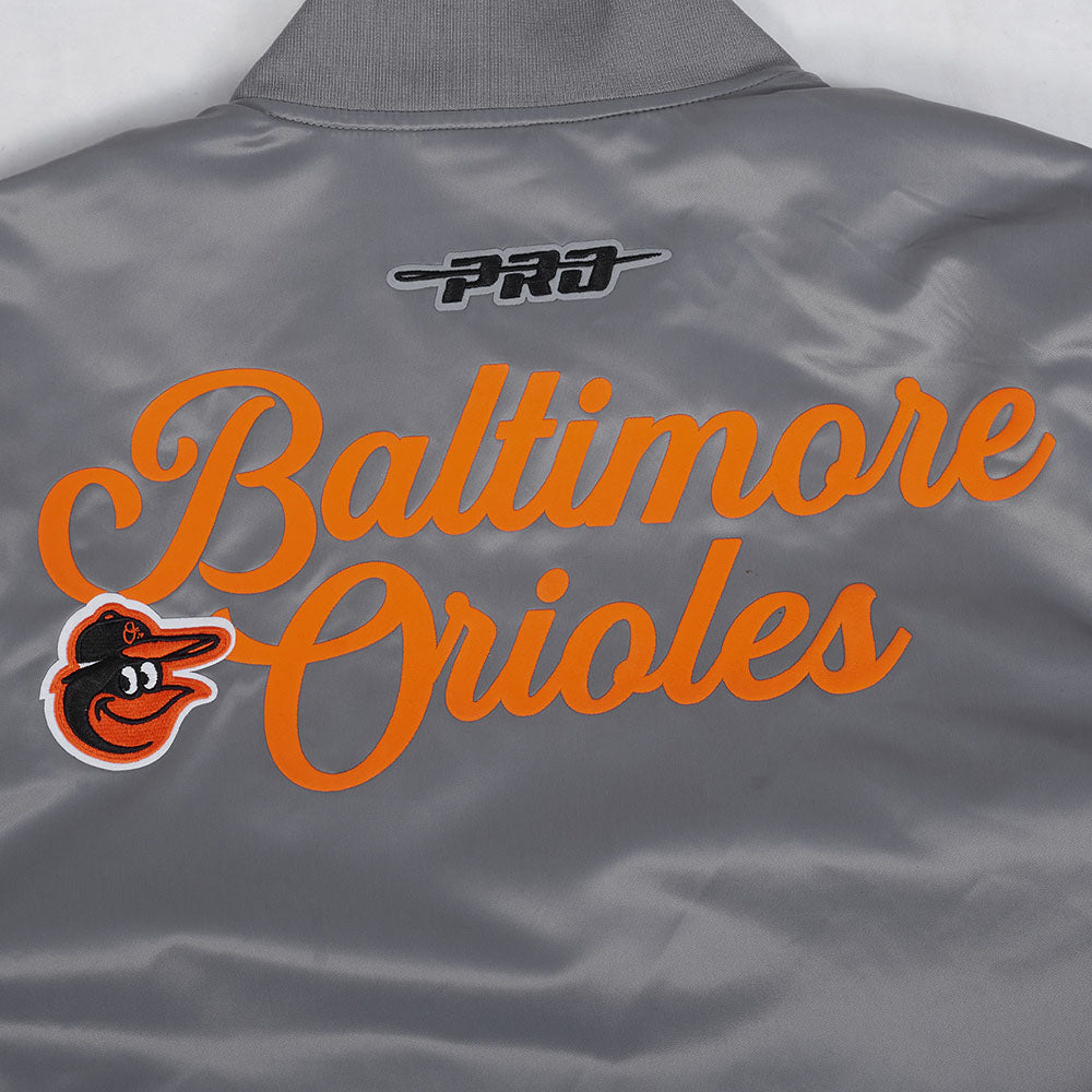 MLB BALTIMORE ORIOLES SOUVENIR MEN'S SATIN JACKET (GRAY)