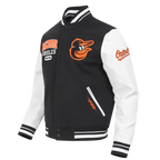 MLB BALTIMORE ORIOLES CITY ARCH BLOUSON COLLÉGIAL EN LAINE POUR HOMME (NOIR/BLANC M60030)