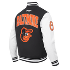 MLB BALTIMORE ORIOLES CITY ARCH BLOUSON COLLÉGIAL EN LAINE POUR HOMME (NOIR/BLANC M60030)