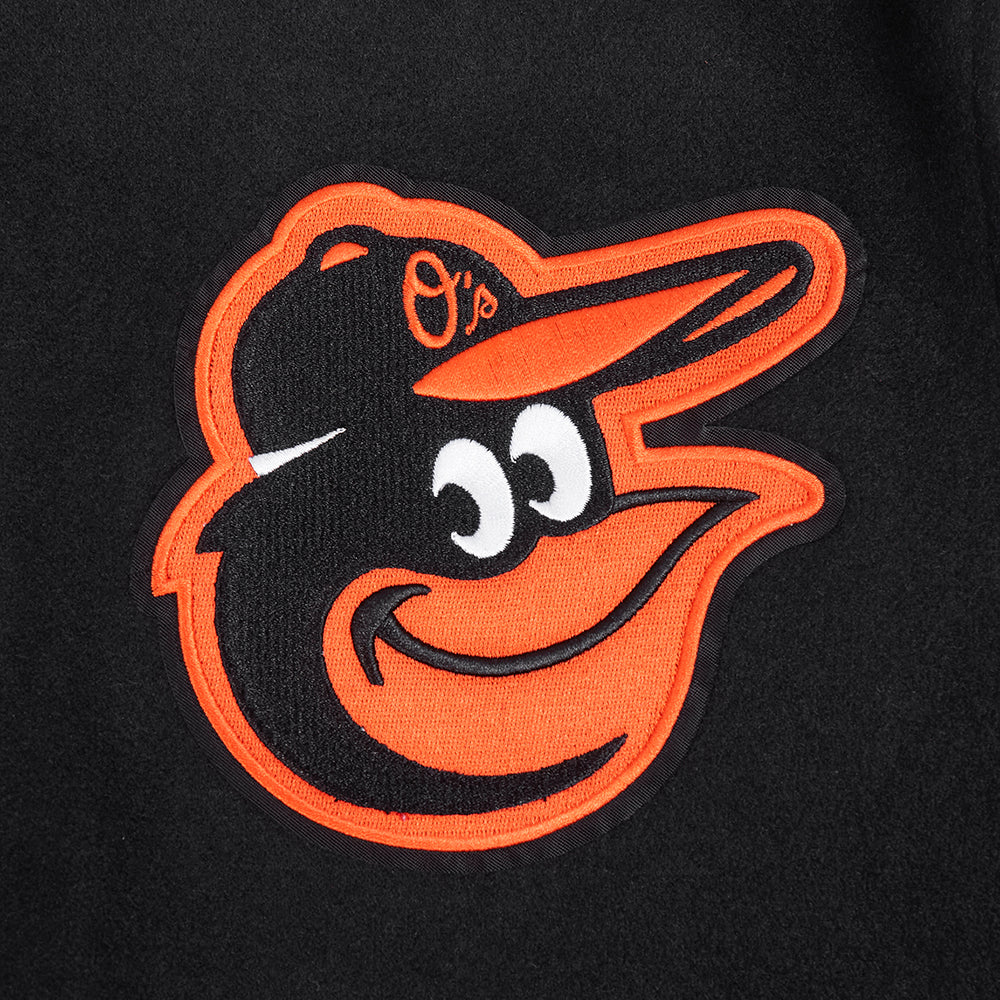 MLB BALTIMORE ORIOLES CITY ARCH BLOUSON COLLÉGIAL EN LAINE POUR HOMME (NOIR/BLANC M60030)