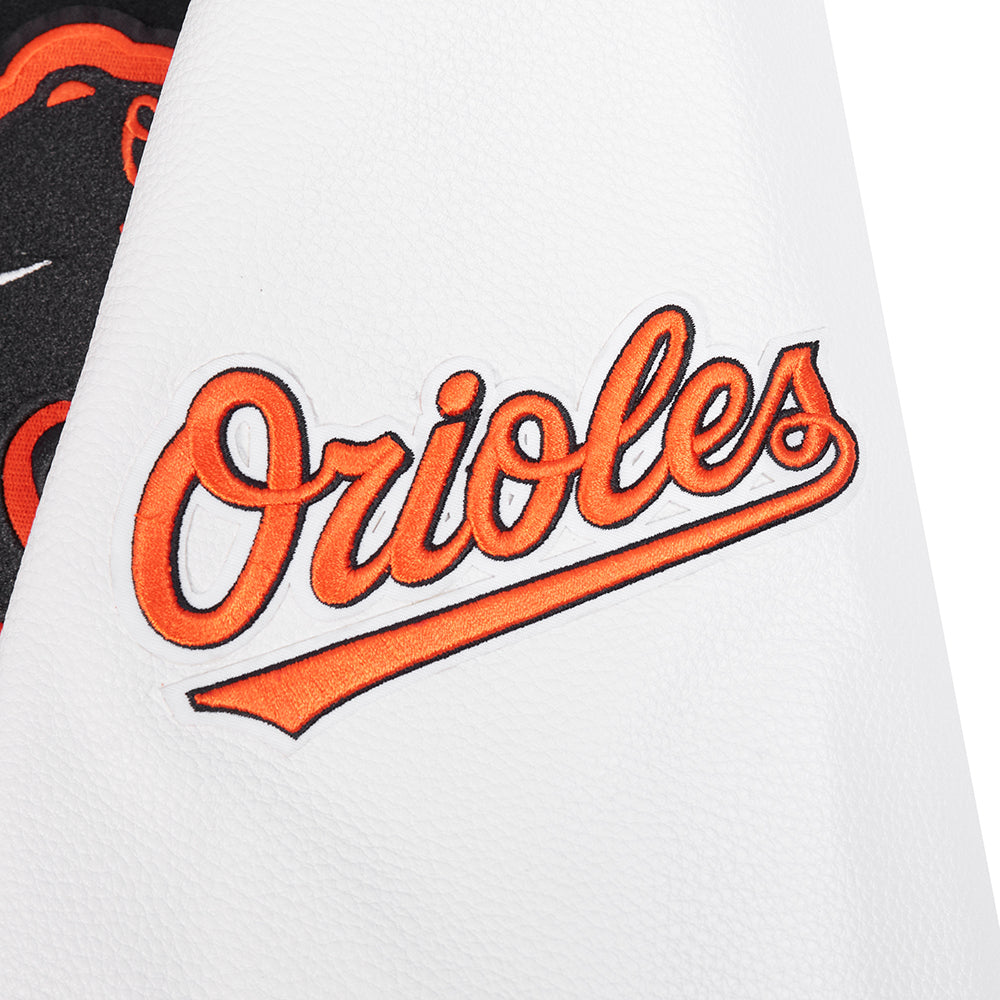 MLB BALTIMORE ORIOLES CITY ARCH BLOUSON COLLÉGIAL EN LAINE POUR HOMME (NOIR/BLANC M60030)