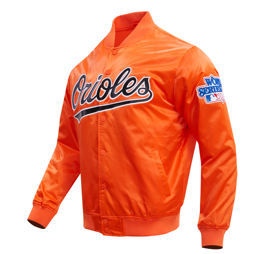 MLB BALTIMORE ORIOLES BIG LOGO WORLD SERIES MEN'S SATIN JACKET (ORANGE)