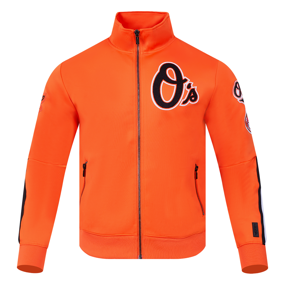 MLB BALTIMORE ORIOLES CLASSIC VESTE D'ENTRAÎNEMENT EN MAILLE DOUBLE POUR HOMME (ORANGE)