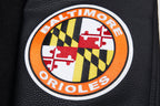 MLB BALTIMORE ORIOLES MASH UP BLOUSON COLLÉGIAL EN LAINE À BORDS CÔTELÉS POUR HOMME (NOIR/ORANGE)