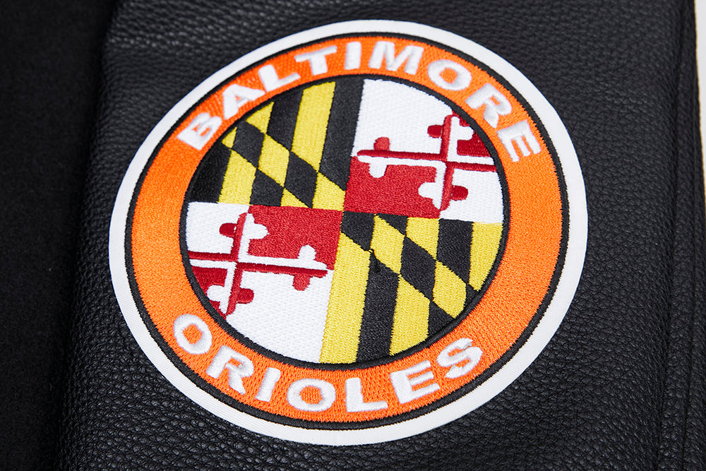 MLB BALTIMORE ORIOLES MASH UP BLOUSON COLLÉGIAL EN LAINE À BORDS CÔTELÉS POUR HOMME (NOIR/ORANGE)