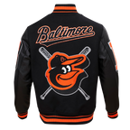 MLB BALTIMORE ORIOLES MASH UP BLOUSON COLLÉGIAL EN LAINE À BORDS CÔTELÉS POUR HOMME (NOIR/ORANGE)