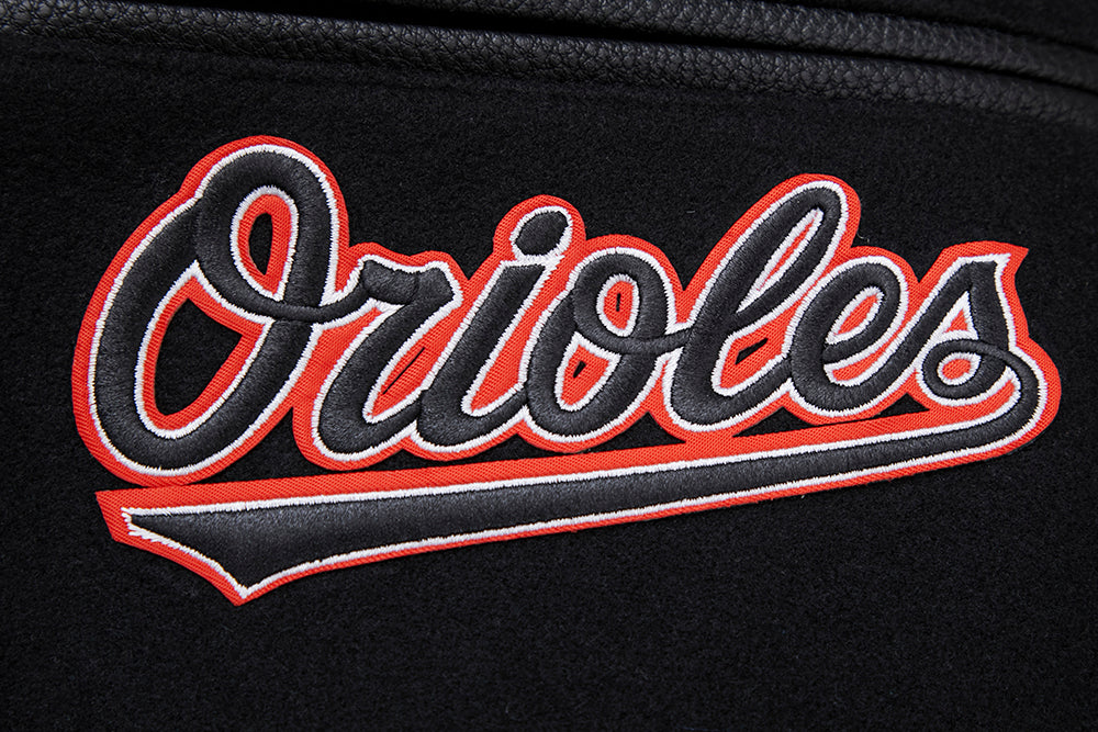 MLB BALTIMORE ORIOLES MASH UP BLOUSON COLLÉGIAL EN LAINE À BORDS CÔTELÉS POUR HOMME (NOIR/ORANGE)