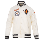 MLB BALTIMORE ORIOLES RETRO CLASSIC MEN'S RIB SATIN JACKET (EGGSHELL/ BLACK)