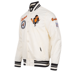 MLB BALTIMORE ORIOLES RETRO CLASSIC MEN'S RIB SATIN JACKET (EGGSHELL/ BLACK)