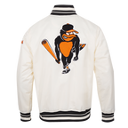 MLB BALTIMORE ORIOLES RETRO CLASSIC MEN'S RIB SATIN JACKET (EGGSHELL/ BLACK)