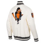 MLB BALTIMORE ORIOLES RETRO CLASSIC MEN'S RIB SATIN JACKET (EGGSHELL/ BLACK)