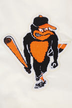 MLB BALTIMORE ORIOLES RETRO CLASSIC MEN'S RIB SATIN JACKET (EGGSHELL/ BLACK)