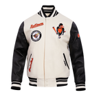 MLB BALTIMORE ORIOLES RETRO CLASSIC MEN'S RIB WOOL VARSITY JACKET (EGGSHELL/BLACK)