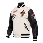 MLB BALTIMORE ORIOLES RETRO CLASSIC MEN'S RIB WOOL VARSITY JACKET (EGGSHELL/BLACK)