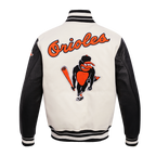 MLB BALTIMORE ORIOLES RETRO CLASSIC MEN'S RIB WOOL VARSITY JACKET (EGGSHELL/BLACK)