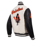 MLB BALTIMORE ORIOLES RETRO CLASSIC MEN'S RIB WOOL VARSITY JACKET (EGGSHELL/BLACK)