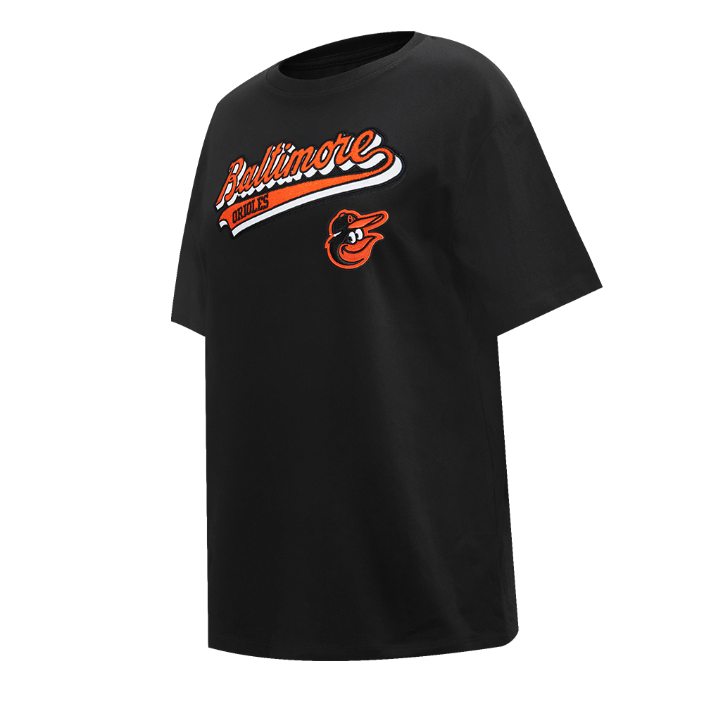 MLB BALTIMORE ORIOLES SCRIPT TAIL WOMEN'S BOYFRIEND TOP (BLACK)