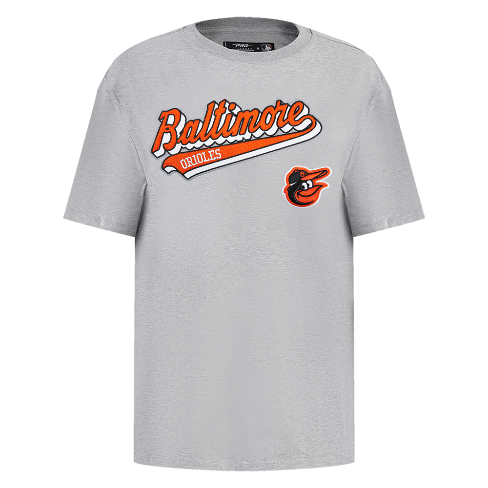 MLB BALTIMORE ORIOLES SCRIPT TAIL WOMEN'S BOYFRIEND TOP (HEATHER GREY)