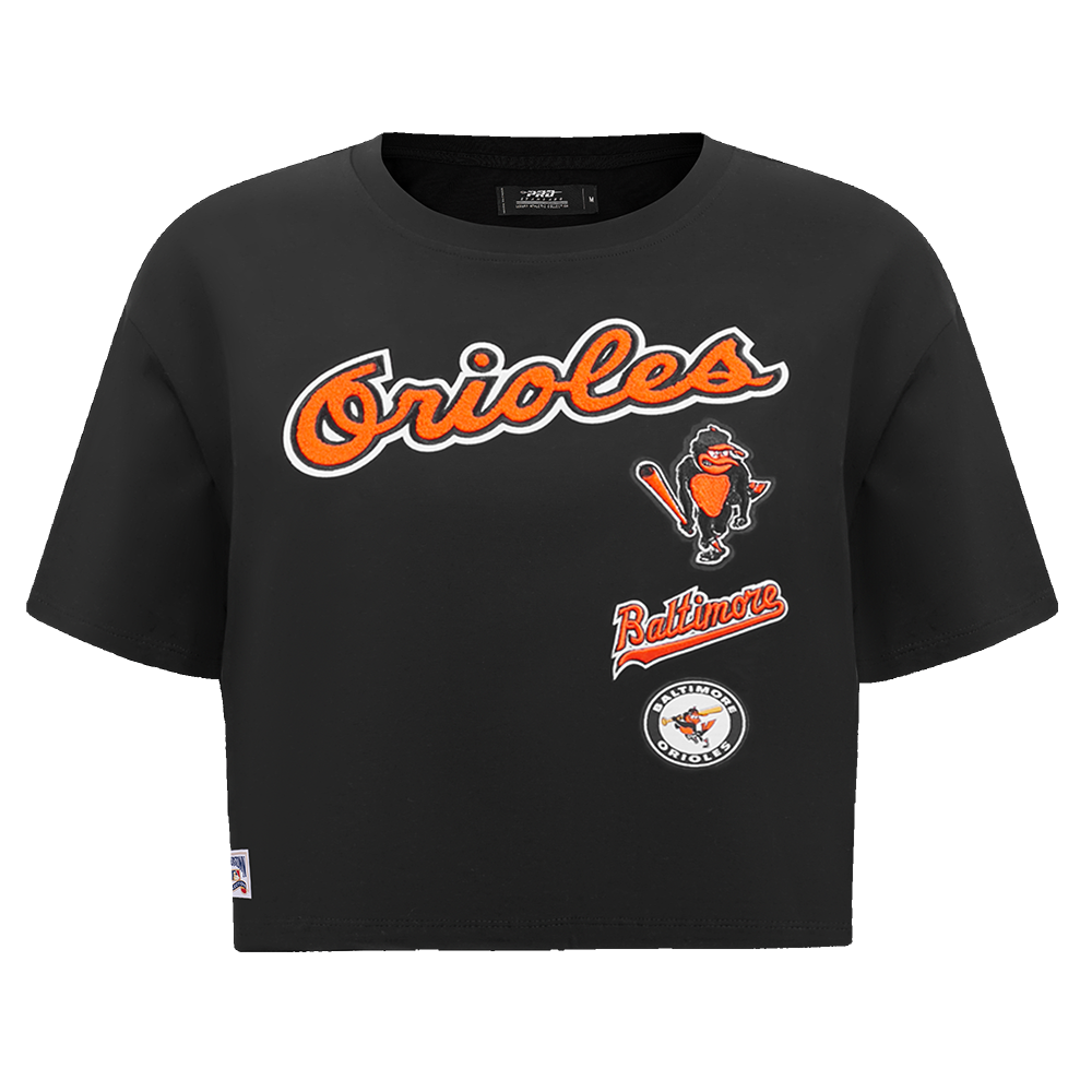 MLB BALTIMORE ORIOLES RETRO CLASSIC WOMEN'S BOXY TOP (BLACK)