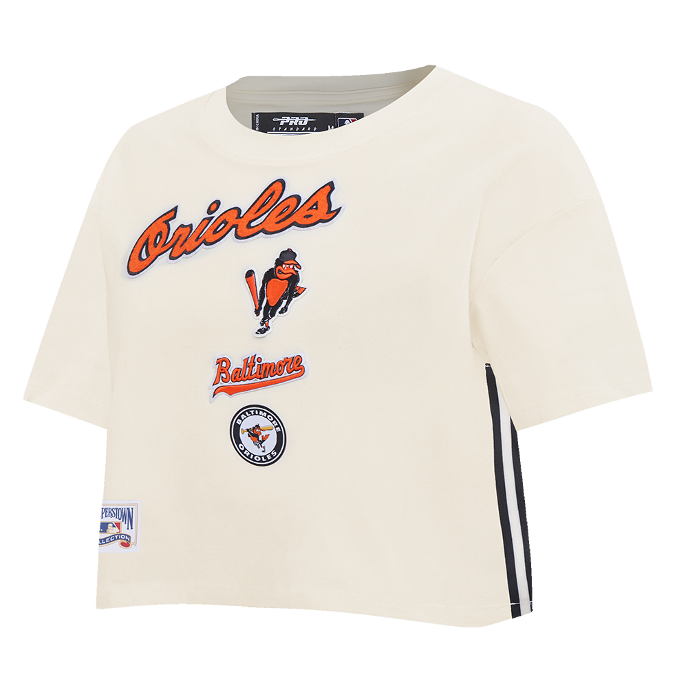MLB BALTIMORE ORIOLES RETRO CLASSIC WOMEN'S BOXY TOP (EGGSHELL)