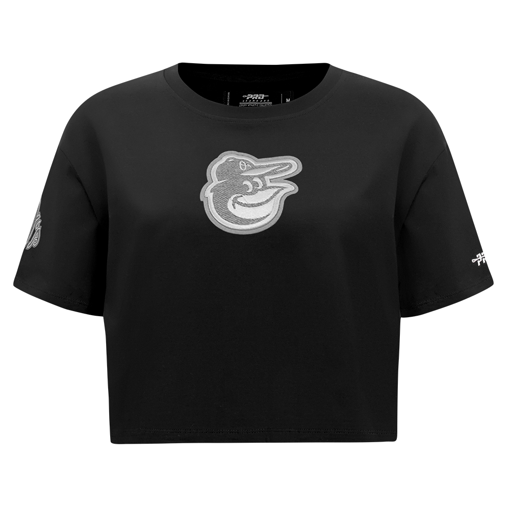 MLB BALTIMORE ORIOLES REVERSE FRENCH TERRY WOMEN'S SINGLE JERSEY BOXY TOP (BLACK)