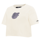 MLB BALTIMORE ORIOLES REVERSE FRENCH TERRY WOMEN'S SINGLE JERSEY BOXY TOP (EGGSHELL)