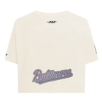 MLB BALTIMORE ORIOLES REVERSE FRENCH TERRY WOMEN'S SINGLE JERSEY BOXY TOP (EGGSHELL)