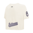 MLB BALTIMORE ORIOLES REVERSE FRENCH TERRY WOMEN'S SINGLE JERSEY BOXY TOP (EGGSHELL)