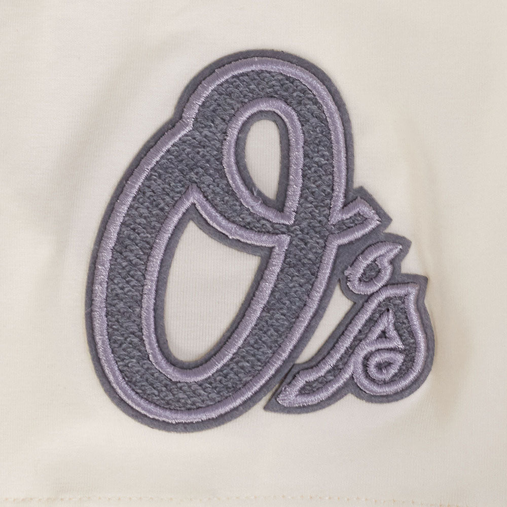 MLB BALTIMORE ORIOLES REVERSE FRENCH TERRY WOMEN'S SINGLE JERSEY BOXY TOP (EGGSHELL)