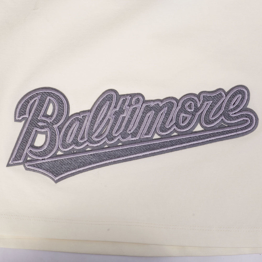 MLB BALTIMORE ORIOLES REVERSE FRENCH TERRY WOMEN'S SINGLE JERSEY BOXY TOP (EGGSHELL)