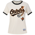 MLB BALTIMORE ORIOLES RETRO CASCADE T-SHIRT À BORDURES CONTRASTANTES POUR FEMME (COQUILLE D'ŒUF/NOIR)